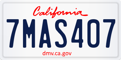 CA license plate 7MAS407