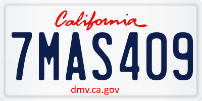 CA license plate 7MAS409