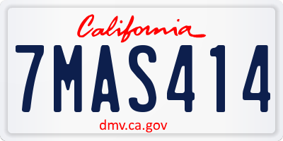 CA license plate 7MAS414