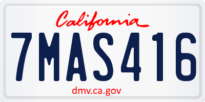 CA license plate 7MAS416