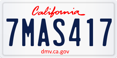 CA license plate 7MAS417