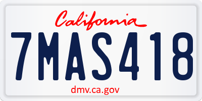 CA license plate 7MAS418