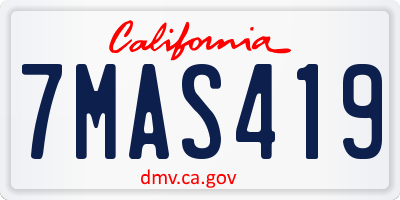 CA license plate 7MAS419