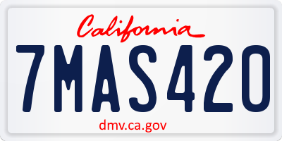 CA license plate 7MAS420