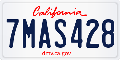 CA license plate 7MAS428