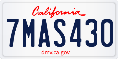 CA license plate 7MAS430