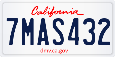 CA license plate 7MAS432