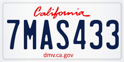 CA license plate 7MAS433