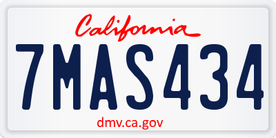 CA license plate 7MAS434