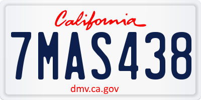CA license plate 7MAS438