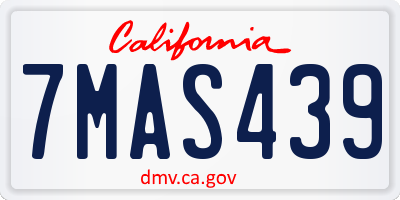 CA license plate 7MAS439