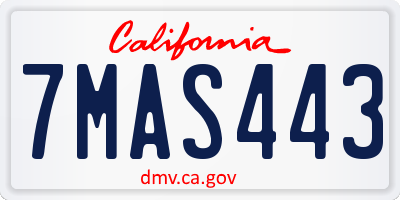 CA license plate 7MAS443