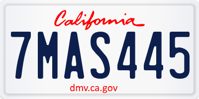 CA license plate 7MAS445