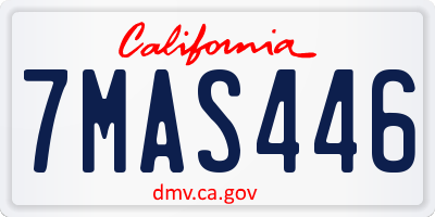 CA license plate 7MAS446