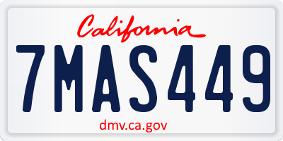 CA license plate 7MAS449