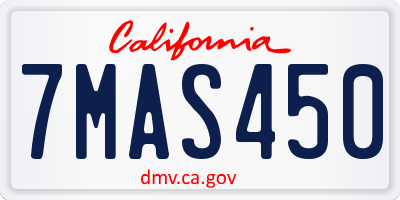 CA license plate 7MAS450