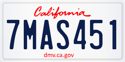 CA license plate 7MAS451