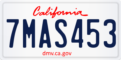 CA license plate 7MAS453