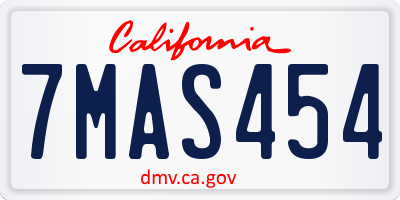 CA license plate 7MAS454