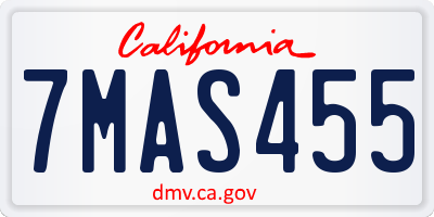 CA license plate 7MAS455