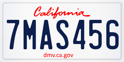 CA license plate 7MAS456