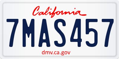 CA license plate 7MAS457