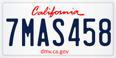 CA license plate 7MAS458