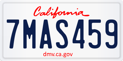 CA license plate 7MAS459