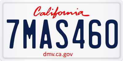 CA license plate 7MAS460