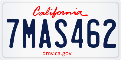 CA license plate 7MAS462