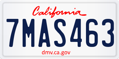 CA license plate 7MAS463
