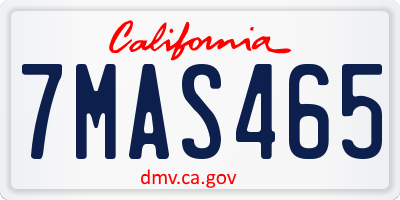 CA license plate 7MAS465