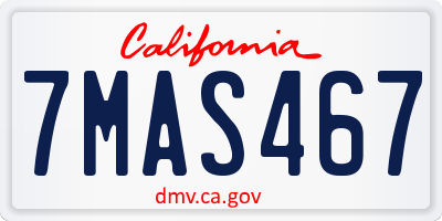 CA license plate 7MAS467