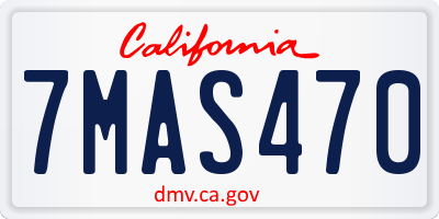 CA license plate 7MAS470