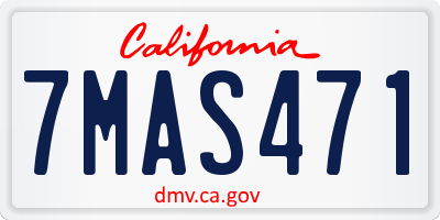 CA license plate 7MAS471