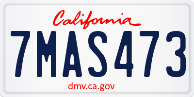 CA license plate 7MAS473