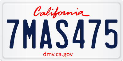 CA license plate 7MAS475