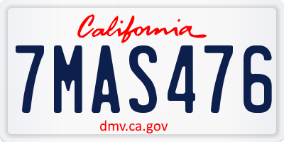 CA license plate 7MAS476