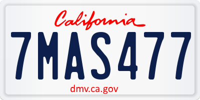 CA license plate 7MAS477
