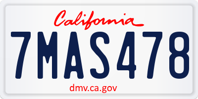 CA license plate 7MAS478