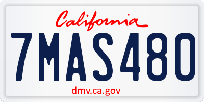 CA license plate 7MAS480