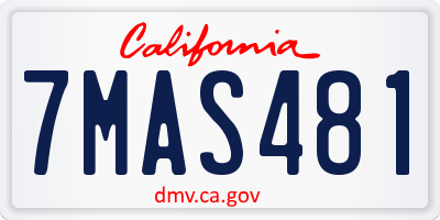 CA license plate 7MAS481