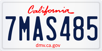 CA license plate 7MAS485