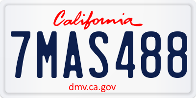 CA license plate 7MAS488