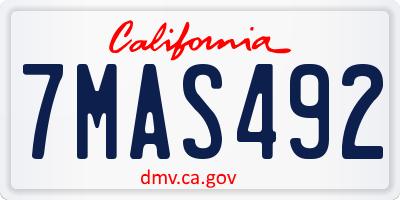 CA license plate 7MAS492