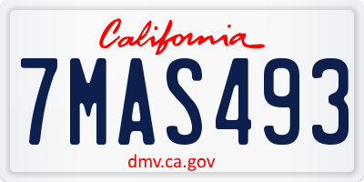 CA license plate 7MAS493