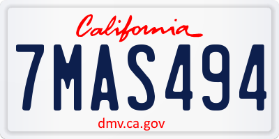 CA license plate 7MAS494