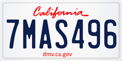 CA license plate 7MAS496