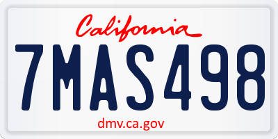 CA license plate 7MAS498