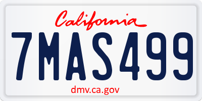 CA license plate 7MAS499